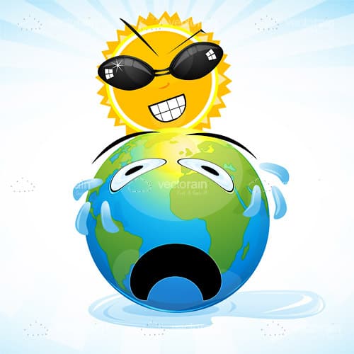 Evil Sun and Crying Earth Cartoon Evil Sun and Crying Earth Cartoon